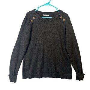 Pink Clover Women's Large Dark Gray Button Detail Knit Sweater EUC